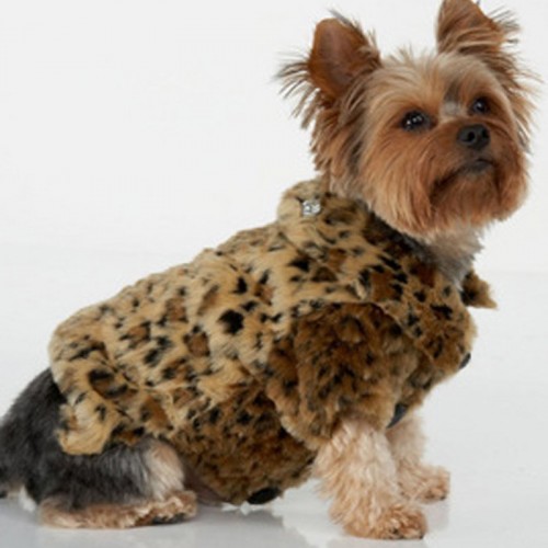 Name Brand Fur Coat Leopard Print Big pet Winter Clothes for Warm Fleece Jacket