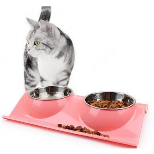 Stainless Steel Cat Bowl Pet Arch shaped Bowl Cat Food Drink Water Dish
