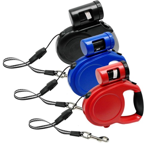 Retractable Dog Leash Automatic Extending Pet Walking Leads With Waste Poop Bag