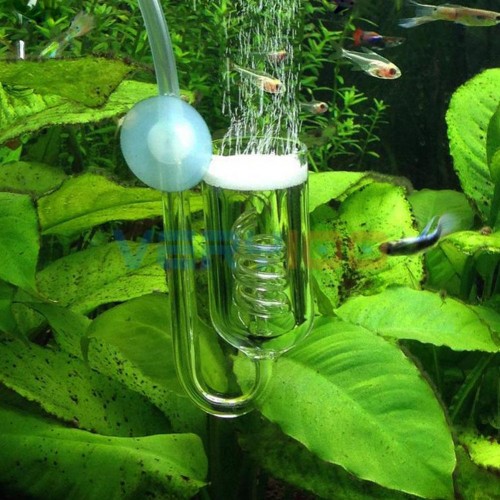 Aquarium Spiral CO2 Diffuser Glass Ceramic Tube Bubble Counter Suction Cup