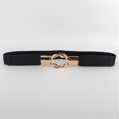 Fashion women s belt elastic waistband gold circle buckle small belts red thin cummerbund