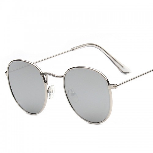 YOOSKE Fashion Frame Sunglasses Women Coating Bright Reflective Mirror Round Glasses for Female UV400 Vintage Goggles