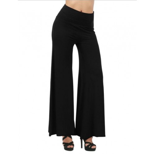 Merry PrettyWomen Pants Casual High Waist Flare Wide Leg Long Pants Palazzo Solid Trousers Plus Size