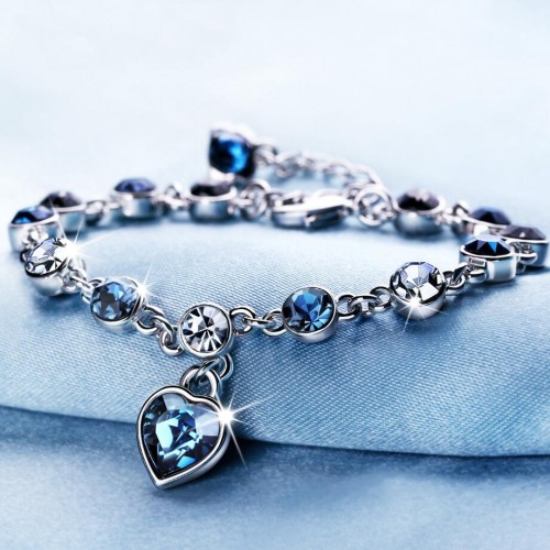 LYIYUNQ Fashion Bracelet Wedding Female Heart Crystal Bracelets For Women Luxury Temperament Silver Color Fine
