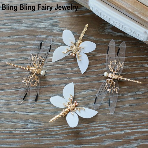 Excellent Pearl Dragonfly Hair Pins Gold Bridal Accessories Wedding Headpiece Women Hair Jewelry Pin