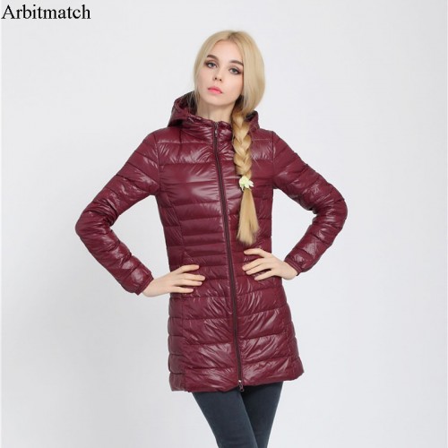 Arbitmatch Fashion Winter Down Jacket Women 90 Down Coat Female Ultra light Long Parka Elegant Outwear